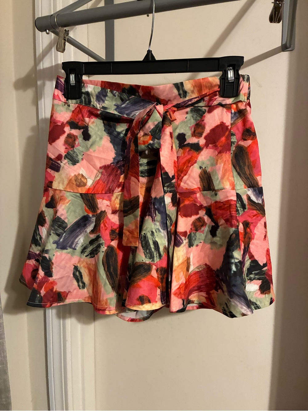 Arthur Jane Claire Floral Brushstroke Tie-Waist Skort - Pink Multi